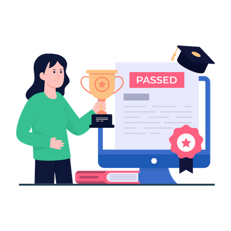 Online Exam Passed  Illustration