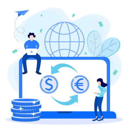 Online Exchange Currency  イラスト