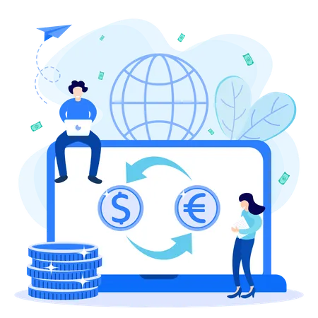 Online Exchange Currency  Illustration