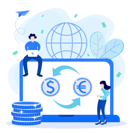 Online Exchange Currency  Illustration