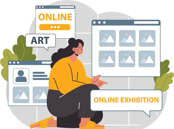 Online exhibition of art and gallery  일러스트레이션