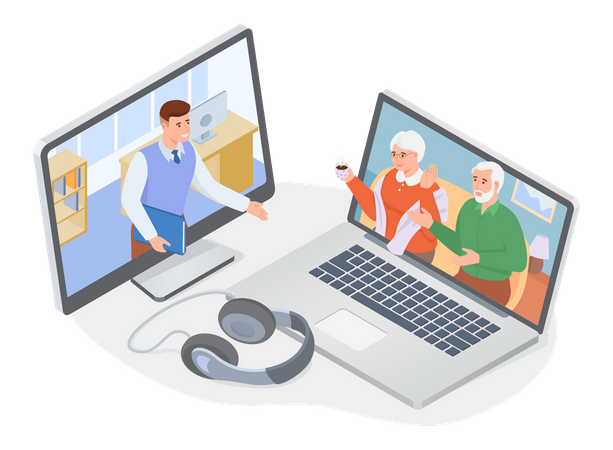 Online-Familienvideoanruf  Illustration