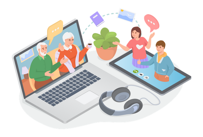 Online family chat  Illustration