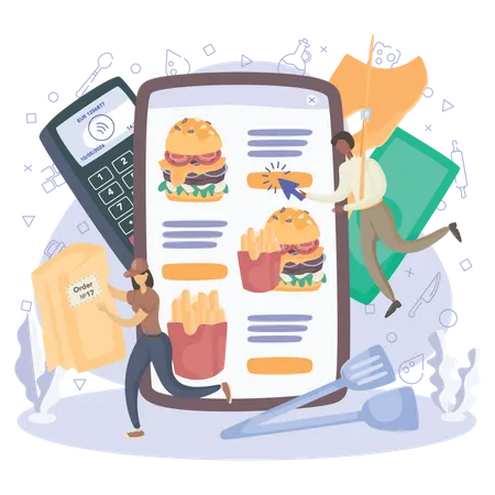 Online Fast Food service Illustration
