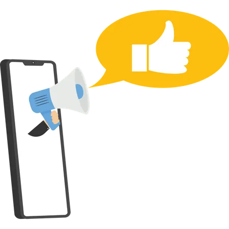 Thumb Up Pointing Positive Feedback On Internet Rating Evaluation Success Feedback Review Quality And Management Concept Illustration