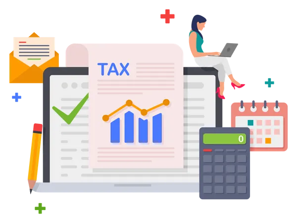 Online filling tax form payment  Illustration
