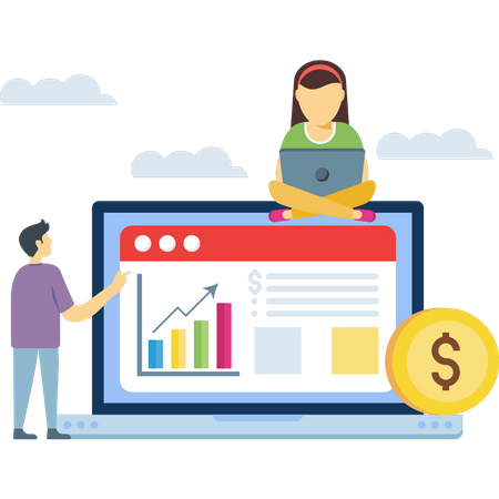 Online financial analysis  Illustration