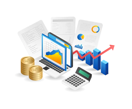 Online financial growth analysis  Illustration