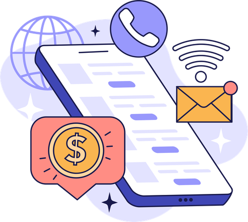 Online financial mail  Illustration