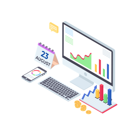 Online Financial Report  Illustration