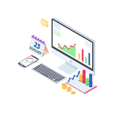 Online Financial Report  Illustration