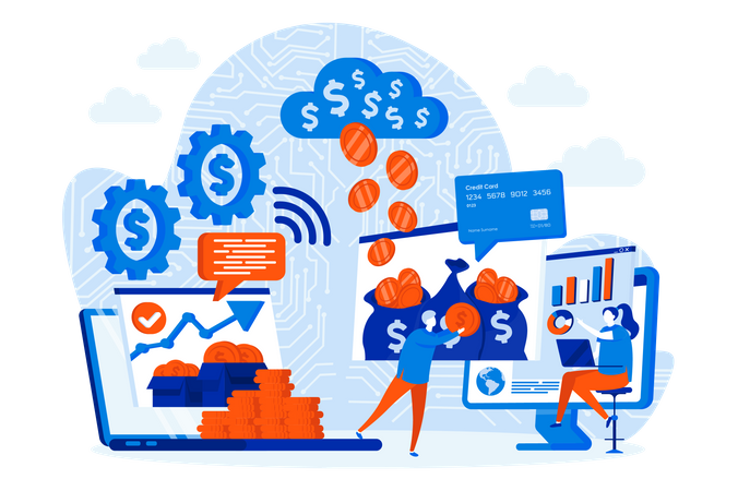 Online-Finanzmanagement  Illustration