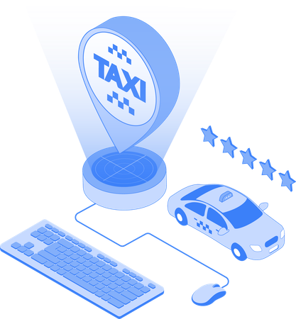 Online find taxi location  Illustration