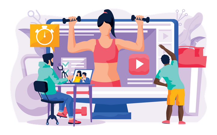 Online fitness class  イラスト