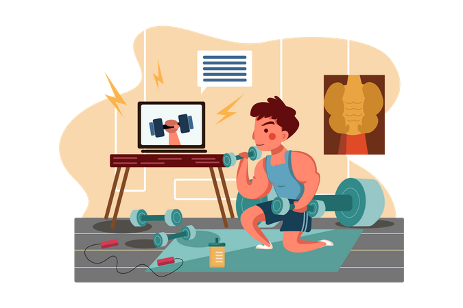 Online fitness tutorials  Illustration