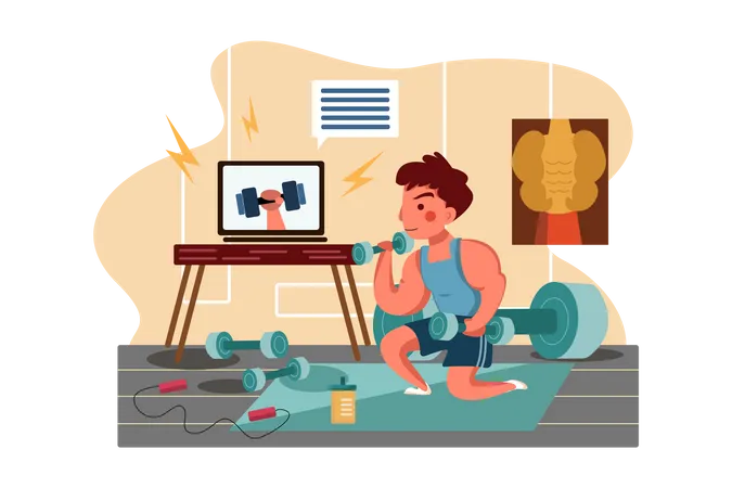 Online fitness tutorials  Illustration