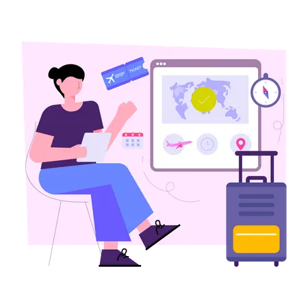 Online Flight Booking  Illustration