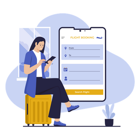 Online flight booking  Illustration