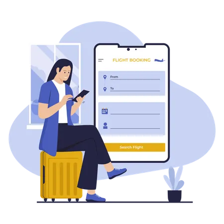 Online flight booking  Illustration