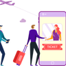 illustrations of online flight ticket
