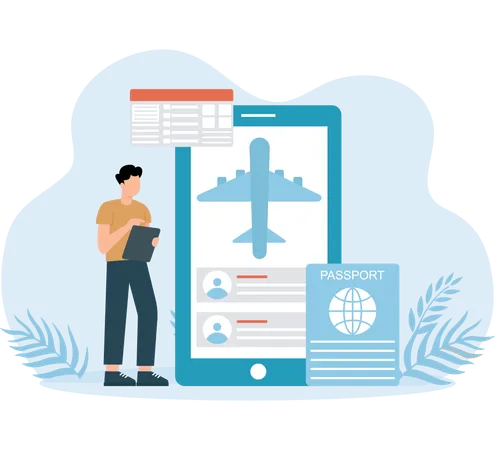 Online Flight Ticket booking  Illustration