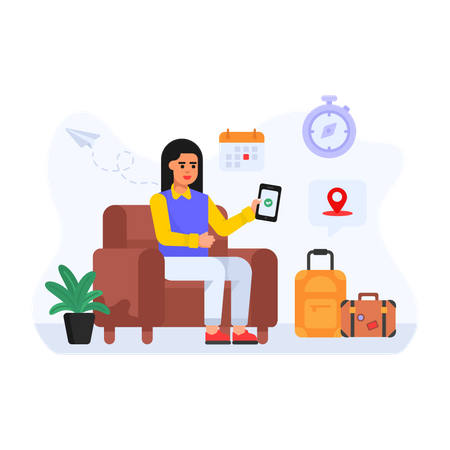 Online Flight Ticket  Illustration