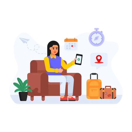 Online Flight Ticket  Illustration