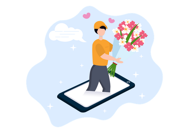 Online Flower delivery Illustration