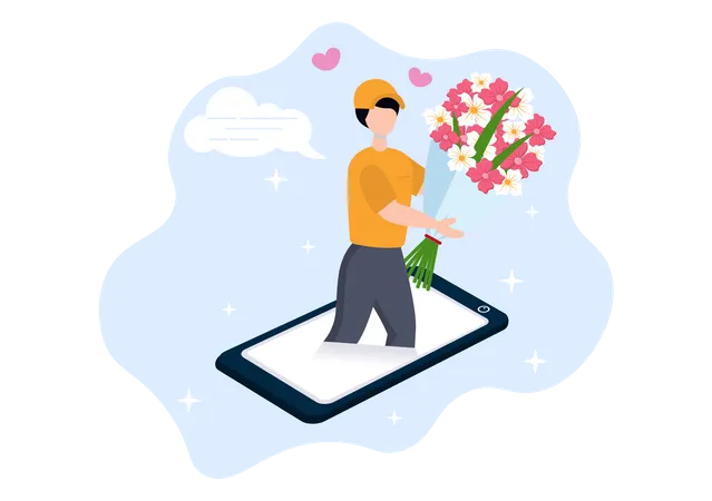 Online Flower delivery Illustration