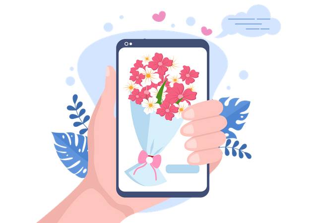 Online Flower Order App Illustration