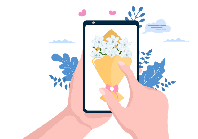 Online Flower Order App  Illustration