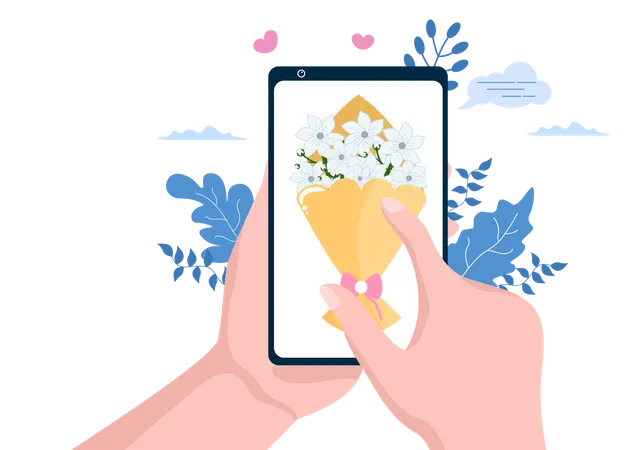 Online Flower Order App  Illustration