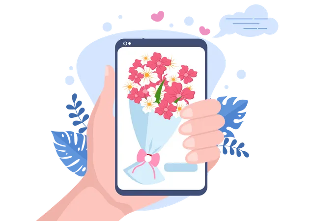 Online Flower Order App  Illustration