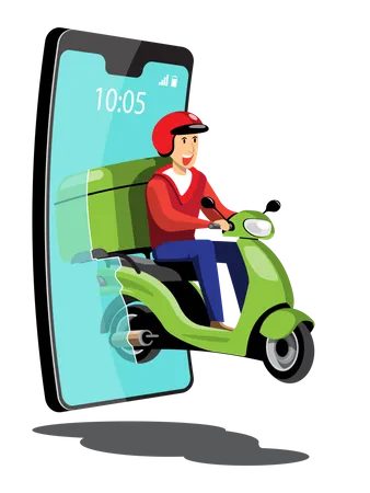 Big Isolated Motorcycle Vector Colorful Icons Flat Illustrations Of Delivery By Motorcycles Through GPS Tracking Location Delivery Bike Pizza And Food Delivery Instant Delivery Online Delivery Illustration