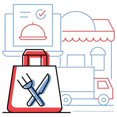 Online food delivery  イラスト