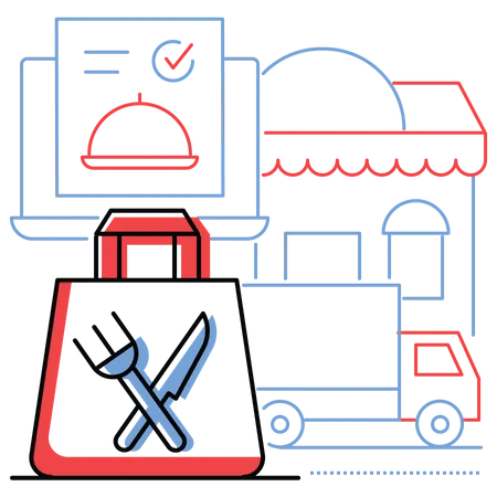 Online food delivery  イラスト