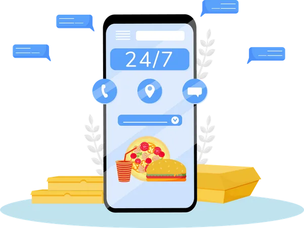 Online food delivery app Illustration
