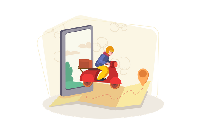 Online Food Delivery Location  Illustration