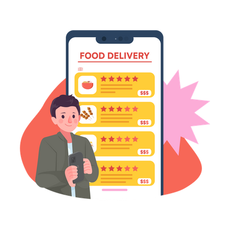 Online Food Delivery review  イラスト