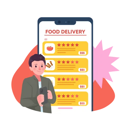 Online Food Delivery review  イラスト