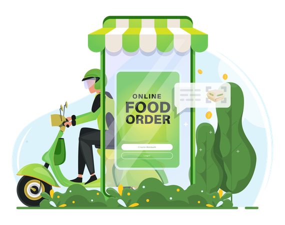 Online food delivery services apps  Illustration