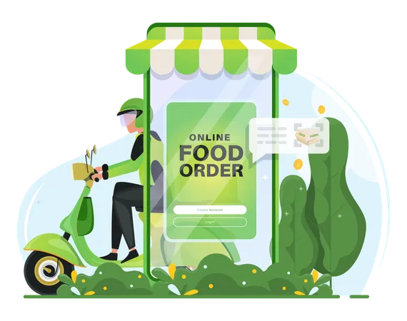 Online food delivery services apps  Illustration