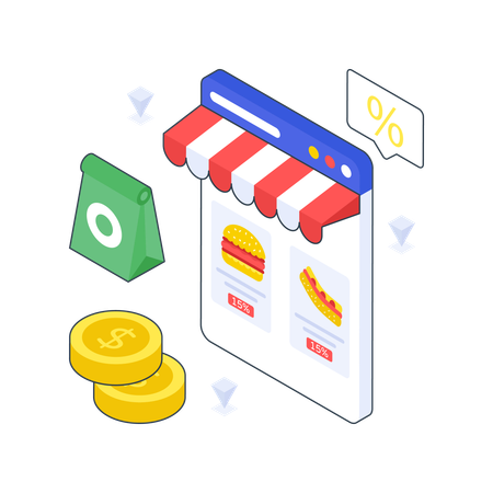 Online Food Discount  Illustration