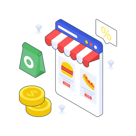 Online Food Discount  Illustration