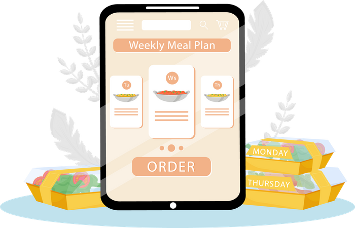 Online Food Order App Illustration