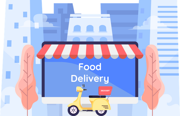 Online Food Ordering and Delivery Service  Illustration