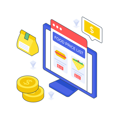 Online Food Price Check  Illustration