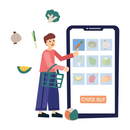 Online food shopping Illustration