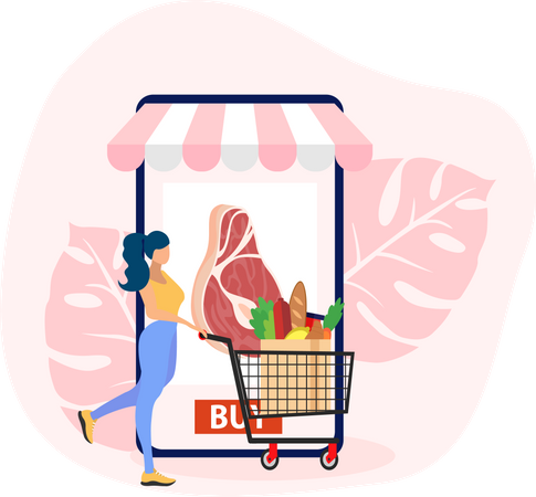 Online food shopping Illustration
