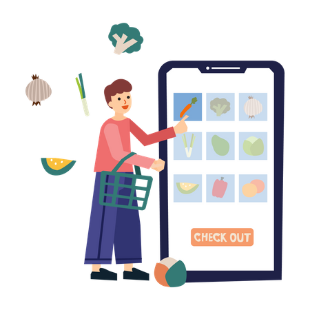 Online food shopping  Illustration